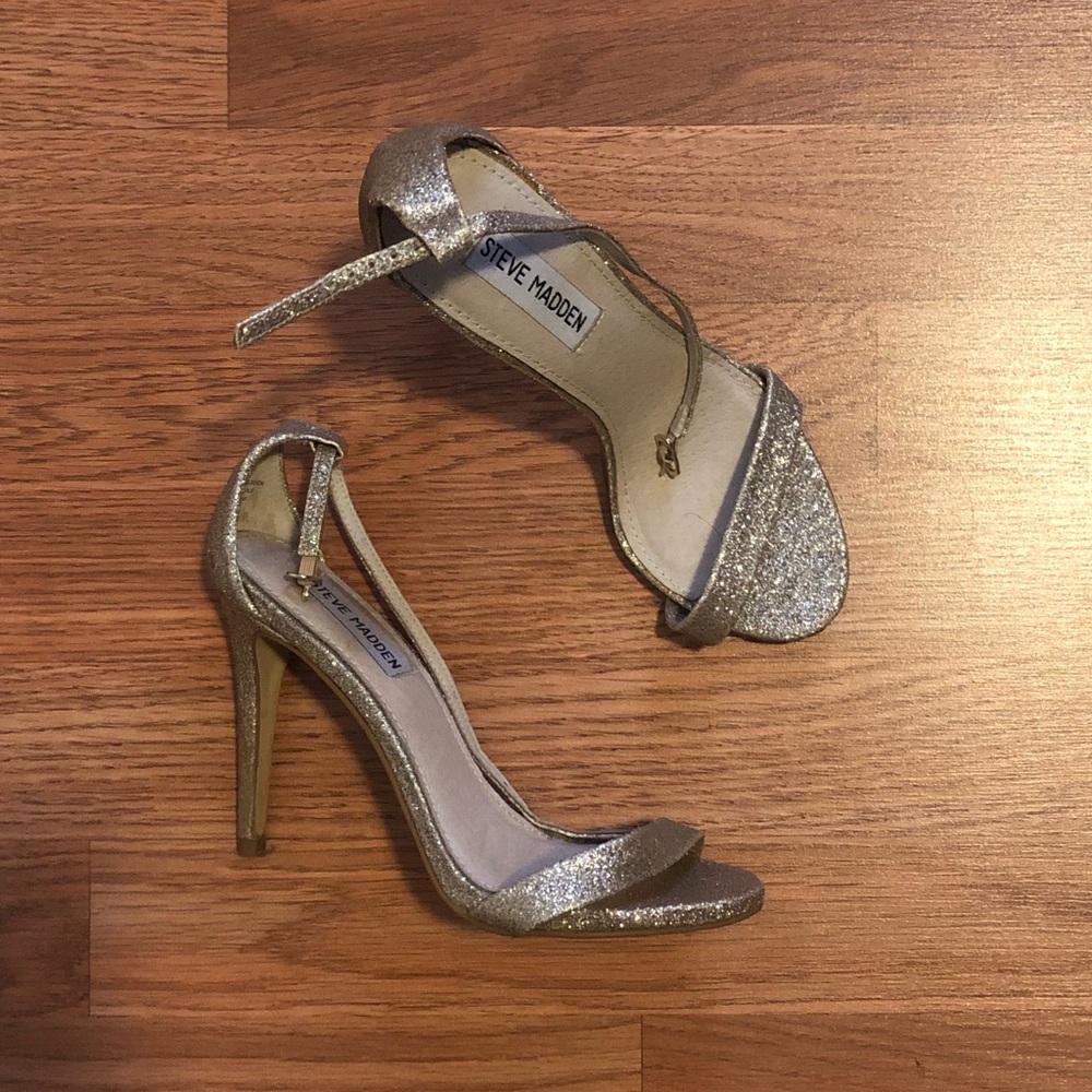 Steve Madden Stecy Gold Glitter Heel Size 7